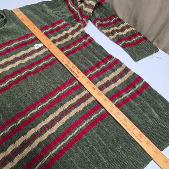 Vintage Monte Carlo Sweater Mens 42 Medium Green Striped Lambs Wool Y2K Retro - Picture 12 of 13